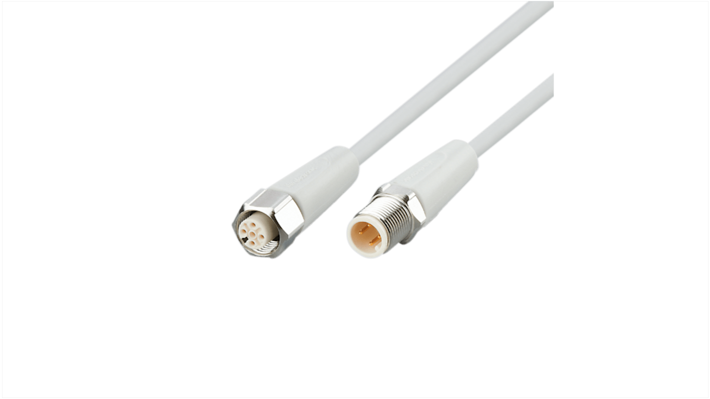 ifm electronic Straight Male 4 way M12 to Straight Female 5 way M12 Communication Cable, 300mm