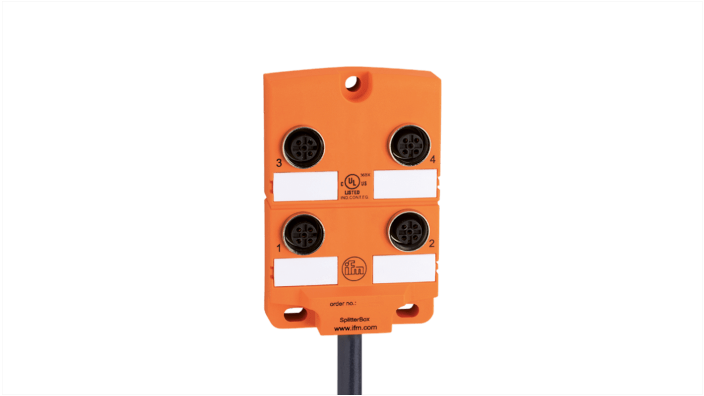ifm electronic EBC Series Sensor Box, M12, 10m cable, 4 port