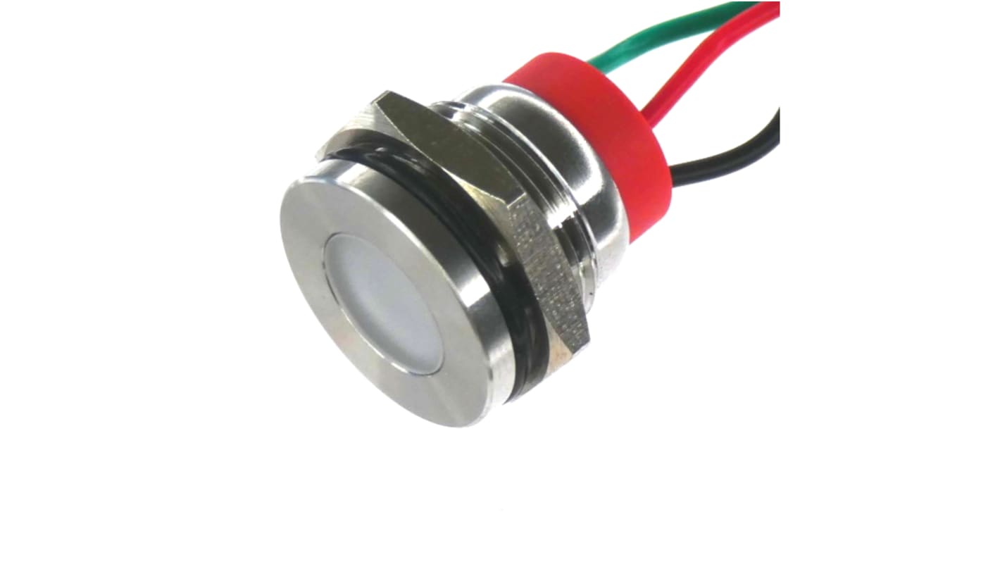 CML Innovative Technologies PL14SL Series Blue Panel LED, 240V, 14mm Mounting Hole Size, Lead Wires Termination, IP67