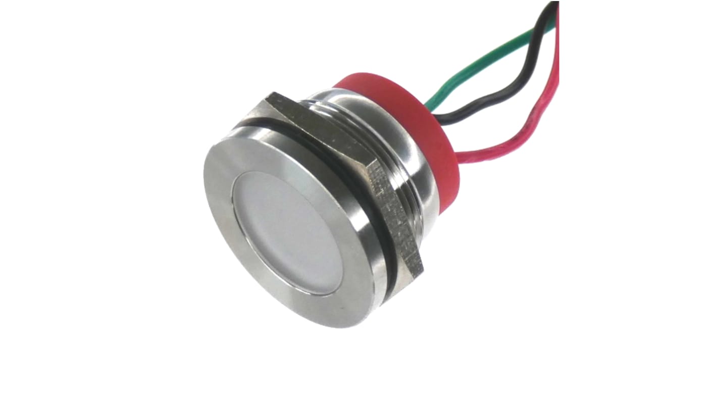 CML Innovative Technologies PL22SL Series Green, Red Panel LED, 12V, 22mm Mounting Hole Size, Lead Wires Termination,