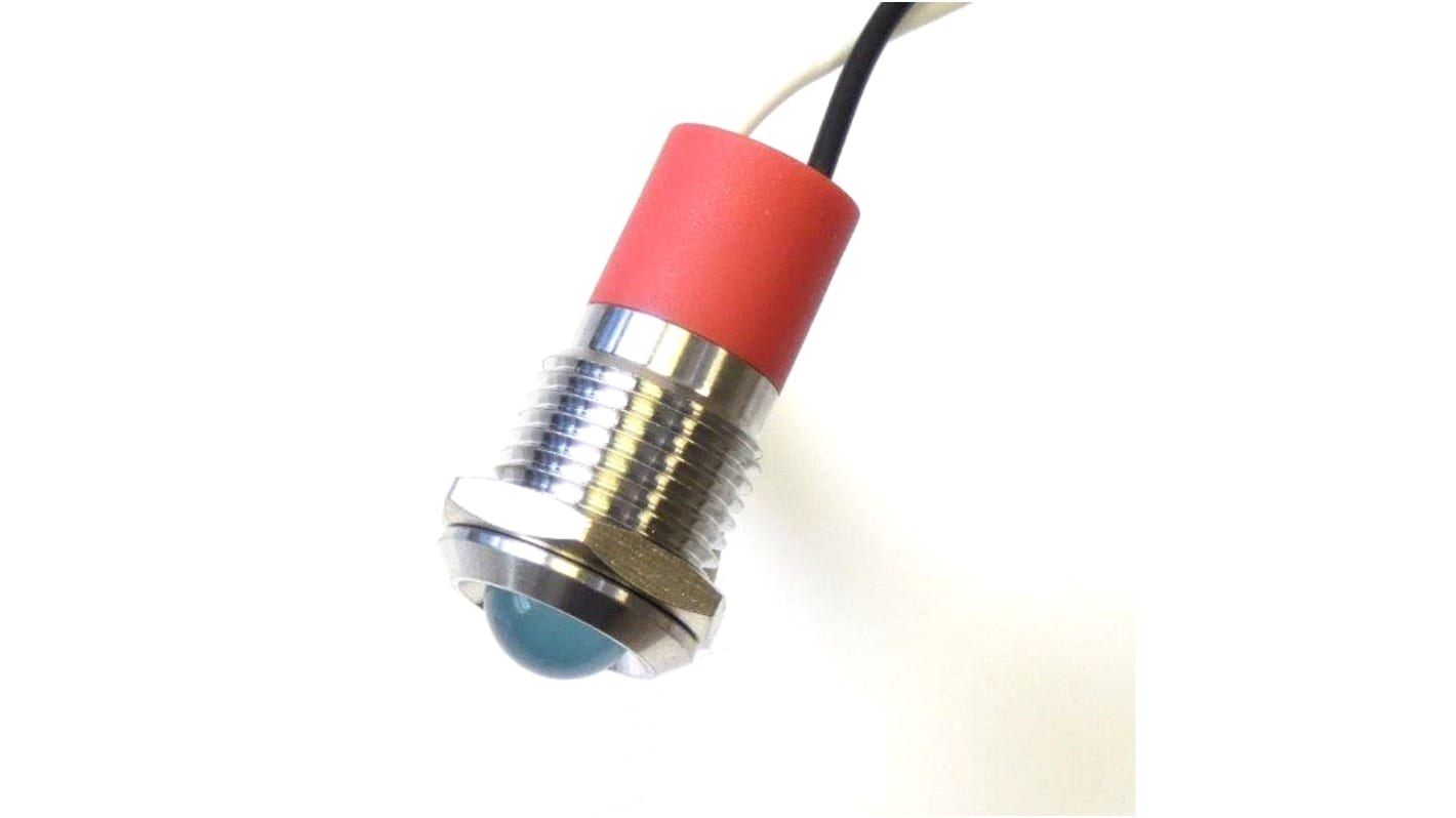 CML Innovative Technologies PL12SL Series Blue Panel LED, 24V, 12mm Mounting Hole Size, Lead Wires Termination, IP67