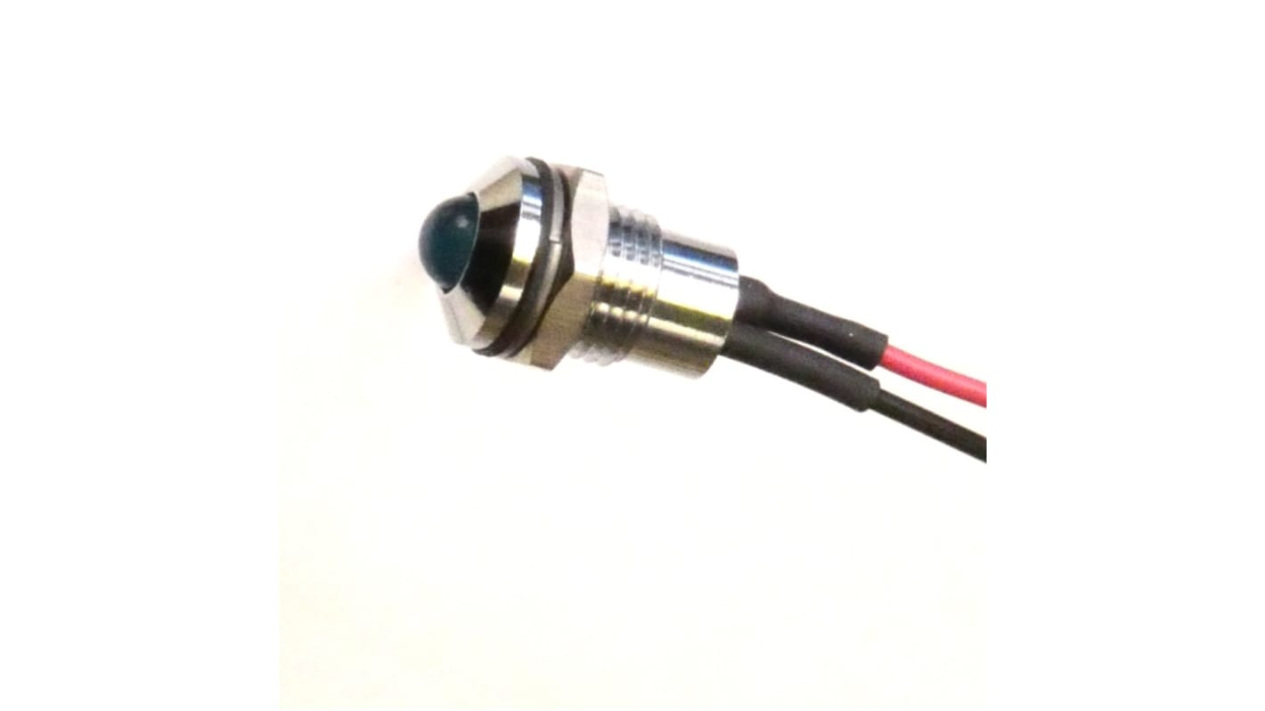 CML Innovative Technologies 1904X00XWE Series Blue Panel Mount Indicator, 3.8V, 8mm Mounting Hole Size, Lead Wires