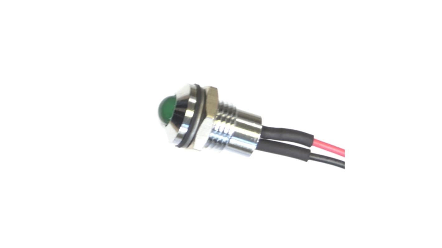 CML Innovative Technologies 绿色LED面板指示灯, 12V 直流, Φ8mm安装孔, 引线端接, 1904XX0XWE系列