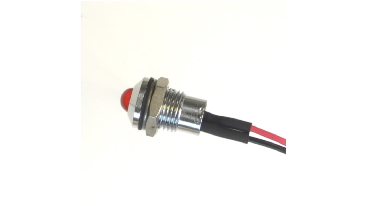 CML Innovative Technologies 1904XX0XWE Series Red Panel Mount Indicator, 24V dc, 8mm Mounting Hole Size, Lead Wires