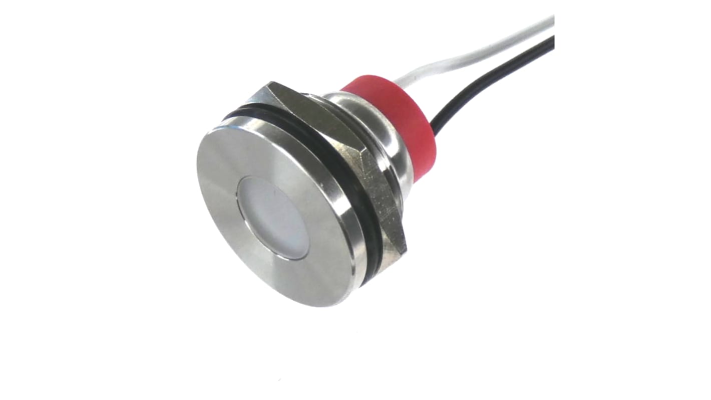 CML Innovative Technologies PL19SL Series White Panel LED, 12V, 19mm Mounting Hole Size, Lead Wires Termination, IP67