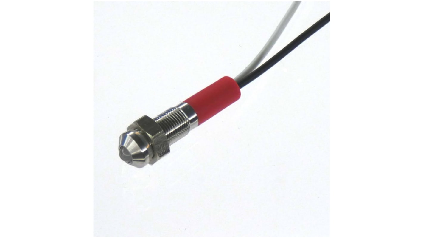 CML Innovative Technologies PL06SL Series White Panel LED, 24V, 6mm Mounting Hole Size, Lead Wires Termination, IP67