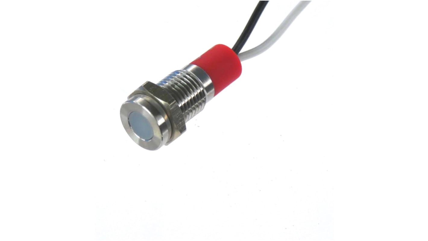 CML Innovative Technologies PL08SL Series White Panel LED, 24V, 8mm Mounting Hole Size, Lead Wires Termination, IP67