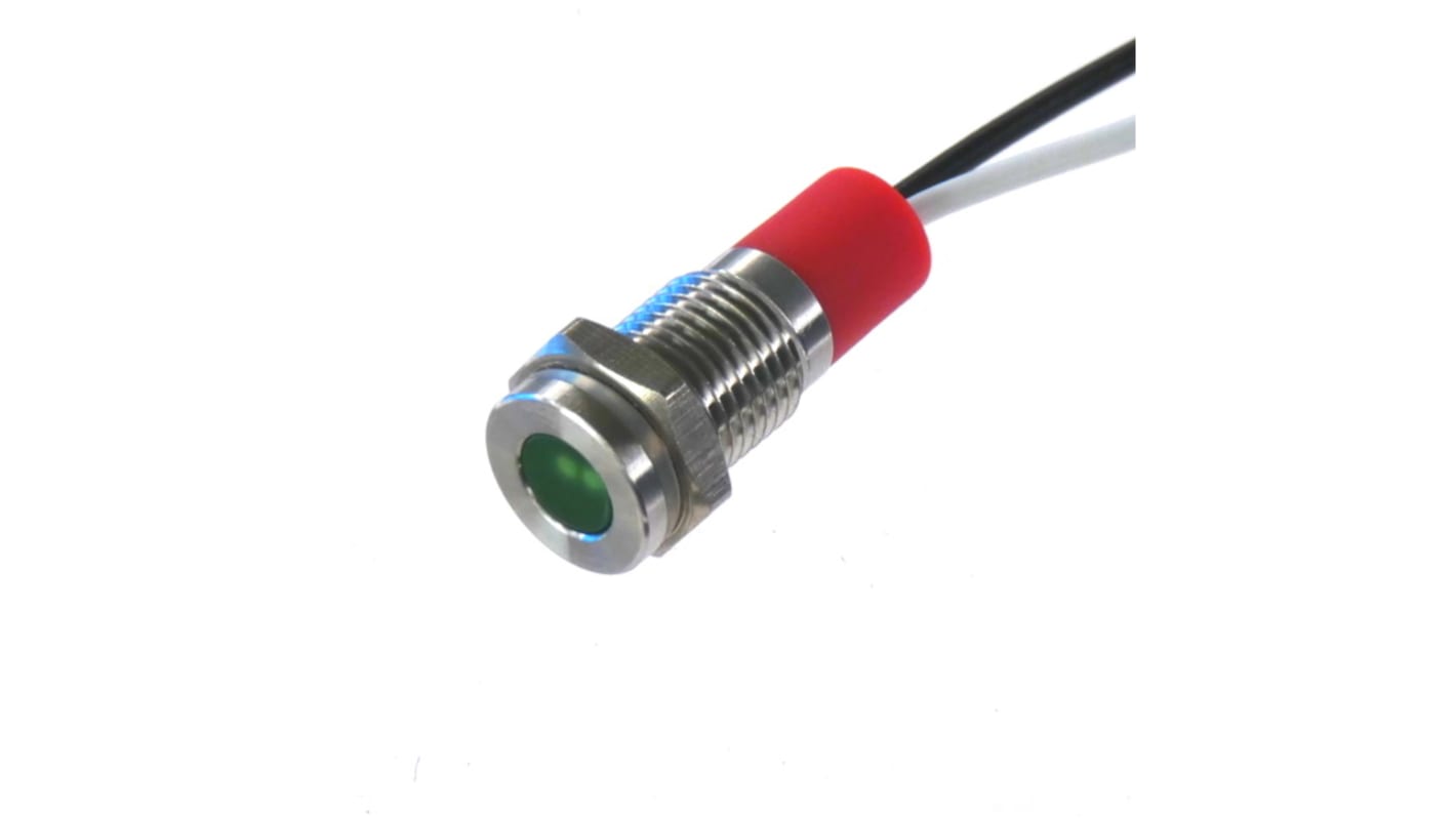 CML Innovative Technologies 绿色LED面板LED, 110V, Φ8mm安装孔, 引线端接, IP67, PL08SL系列