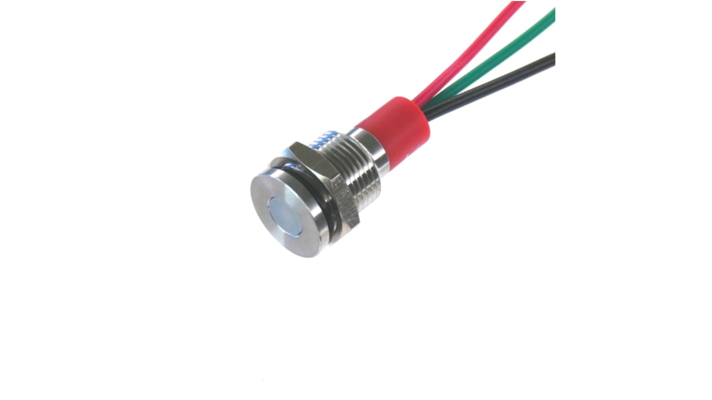 CML Innovative Technologies PL10SL Series Green, Red Panel LED, 12V, 10mm Mounting Hole Size, Lead Wires Termination,