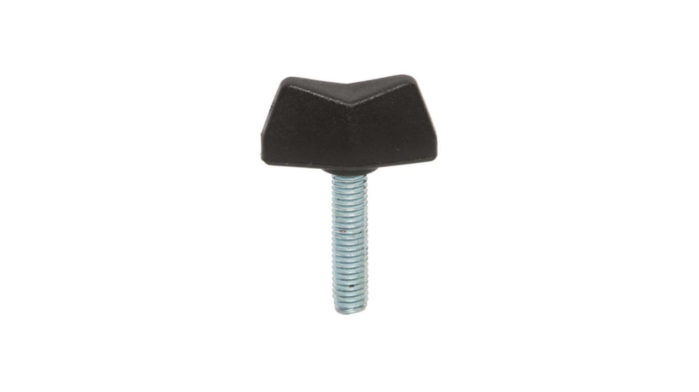 RS PRO Black Thermoplastic Wing Clamping Knob, M6, Threaded Mount
