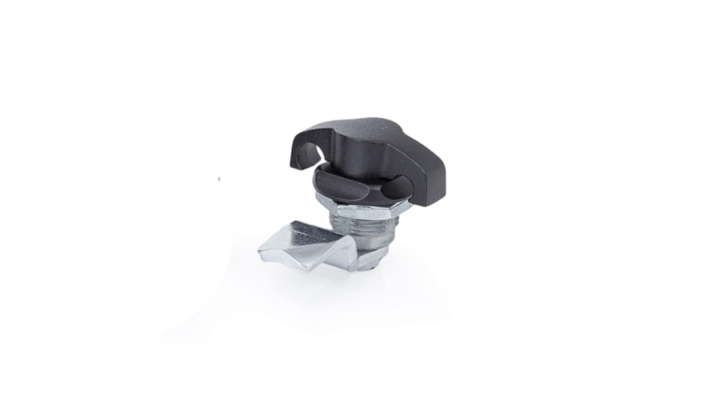 RS PRO Silver Zinc Plated Steel Camlock, 22mm Panel-to-Tongue, 31 x 22mm Cutout, Knob Unlock