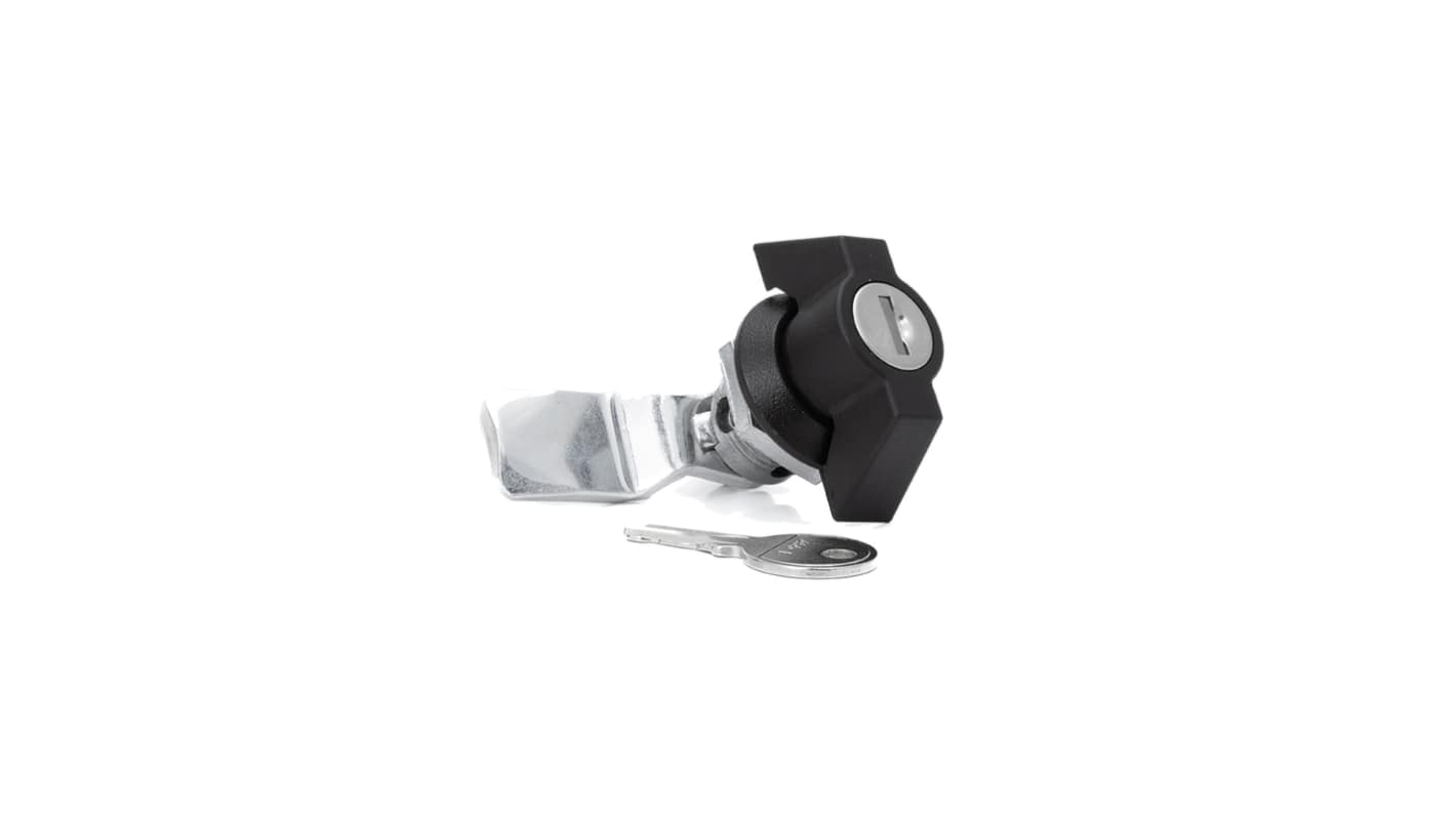 Serratura a camma in Acciaio zincato con Chiave RS PRO, col. Argento, foro 31 x 23.9mm