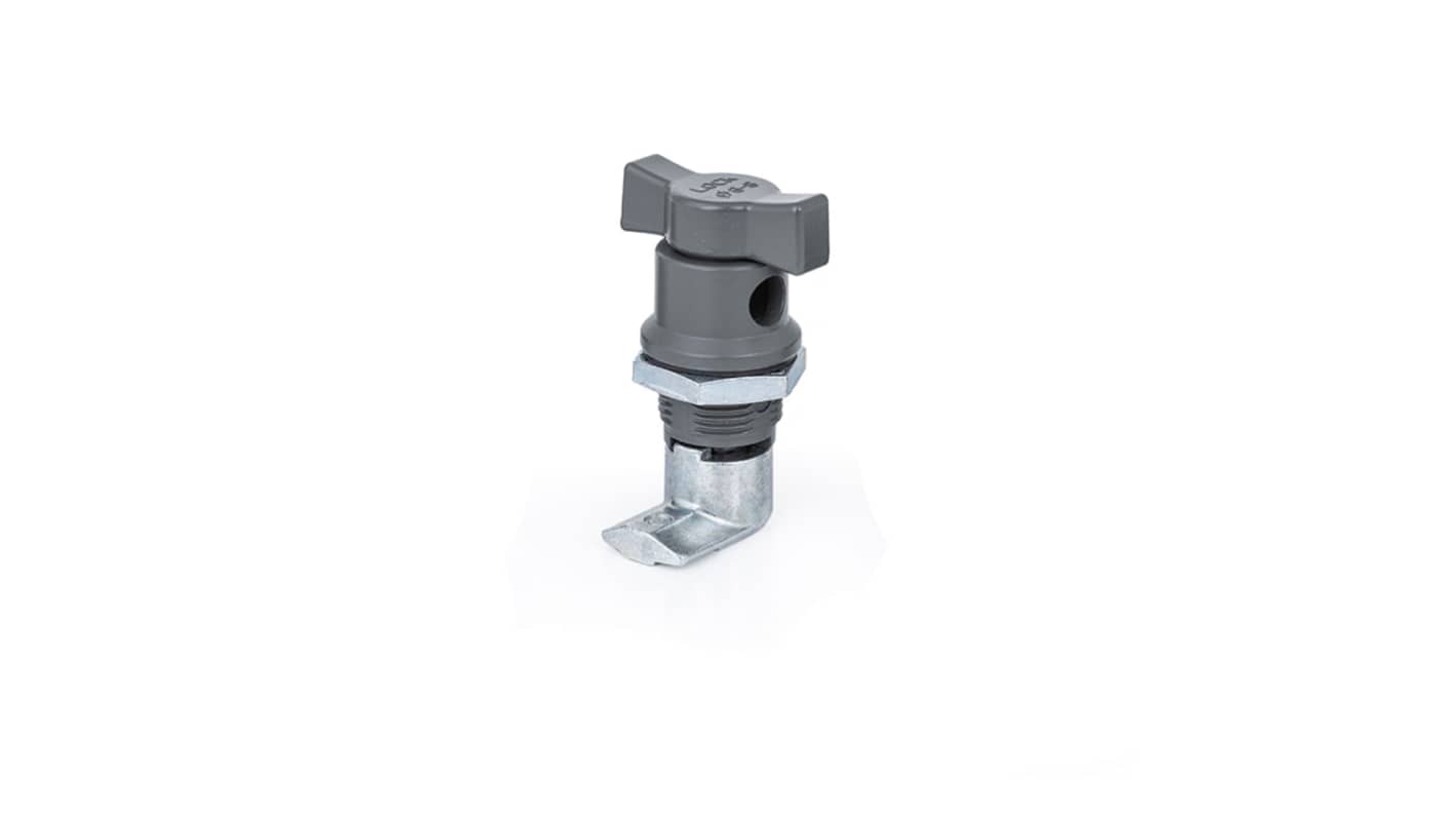 RS PRO Silver Zinc Plated Steel Camlock, 33mm Panel-to-Tongue, 22 x 33mm Cutout, Knob Unlock