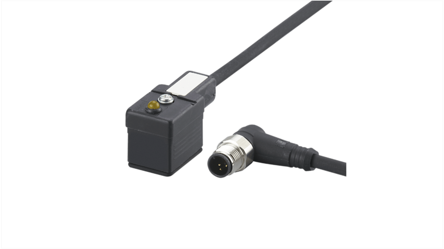 ifm electronic Right Angle Male 1 way M12 to Right Angle Female 1 way Valve Connector Actuator/Sensor Cable, 600mm