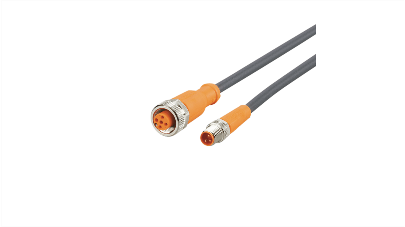 ifm electronic Straight Male 3 way M8 to Straight Female 5 way M12 Communication Cable, 6m