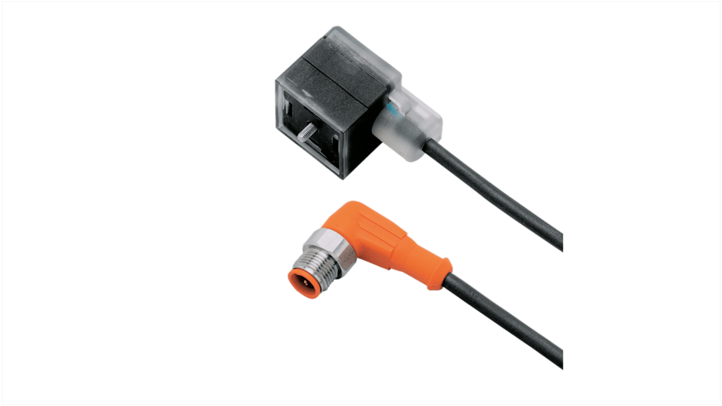 ifm electronic Right Angle Male 1 way M12 to Right Angle Female 1 way Valve Connector Actuator/Sensor Cable, 600mm