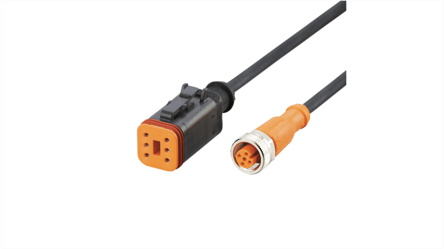 ifm electronic Straight Female 1 way Deutsch to Straight Female 1 way M12 Actuator/Sensor Cable, 2m