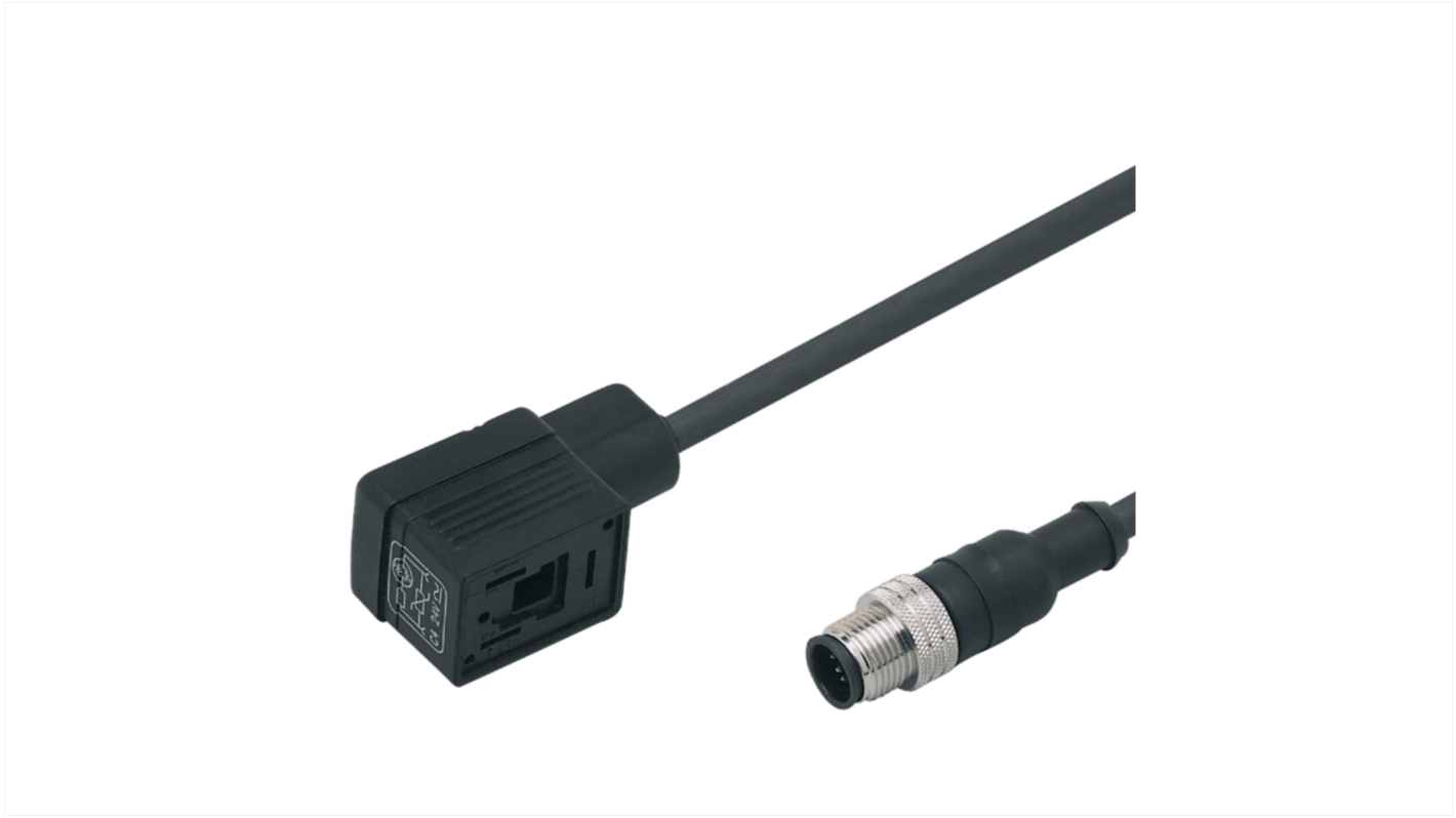 ifm electronic Straight Male 1 way M12 to Right Angle Female 1 way Valve Connector Actuator/Sensor Cable, 1m