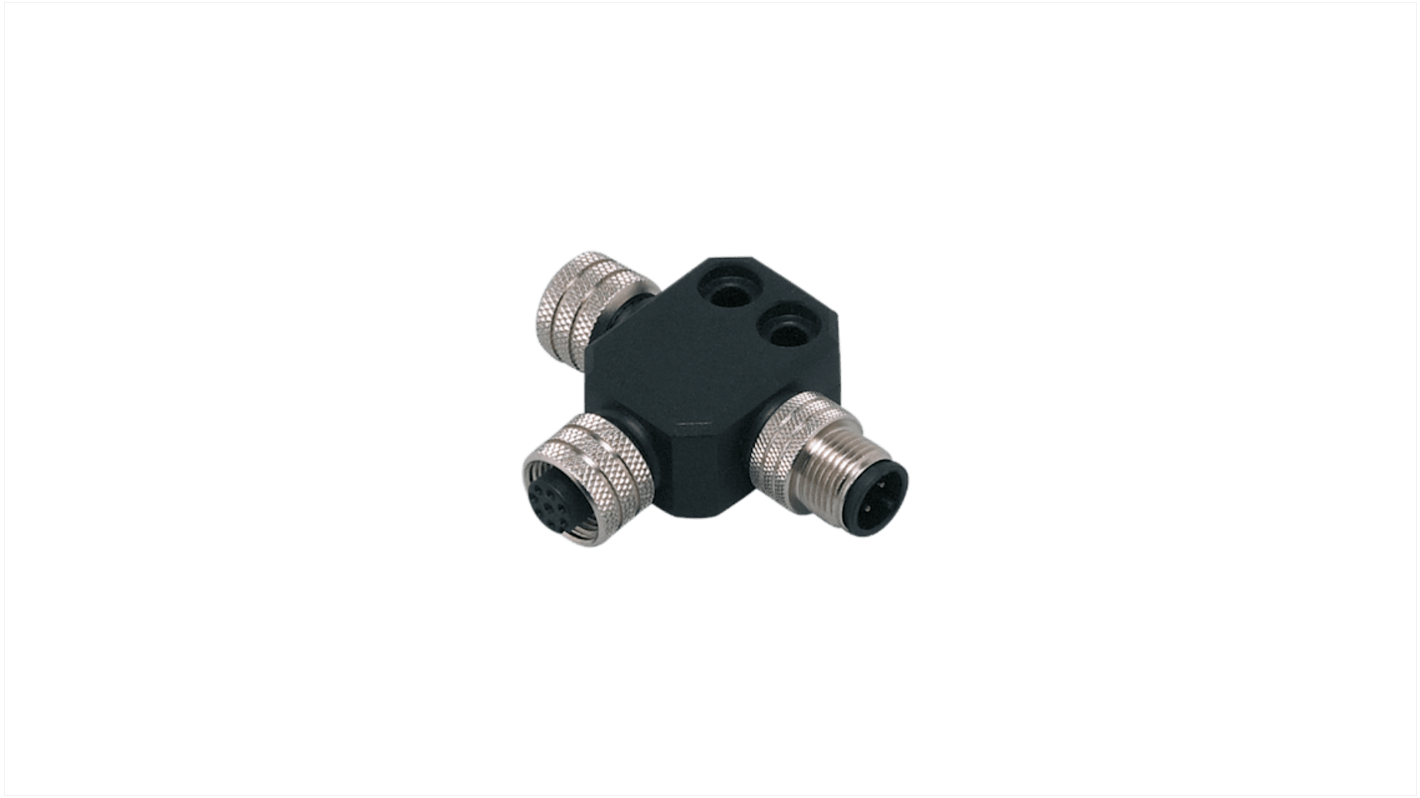 ifm electronic Side Entry, Top Entry 1 Pole M12 Plug to 2 Pole M12 Socket Adapter