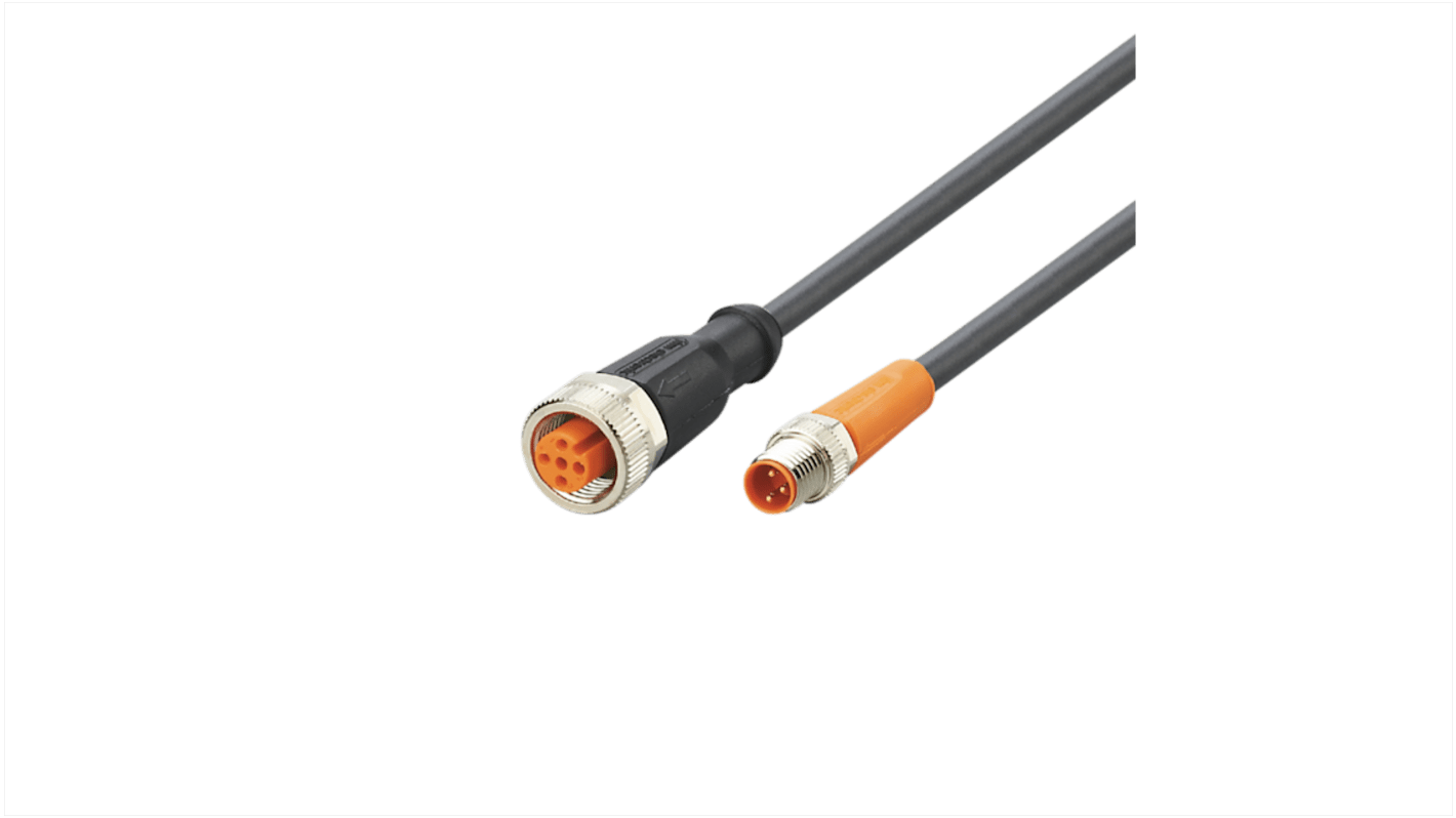 ifm electronic Straight Male 3 way M8 to Straight Female 5 way M12 Communication Cable, 300mm
