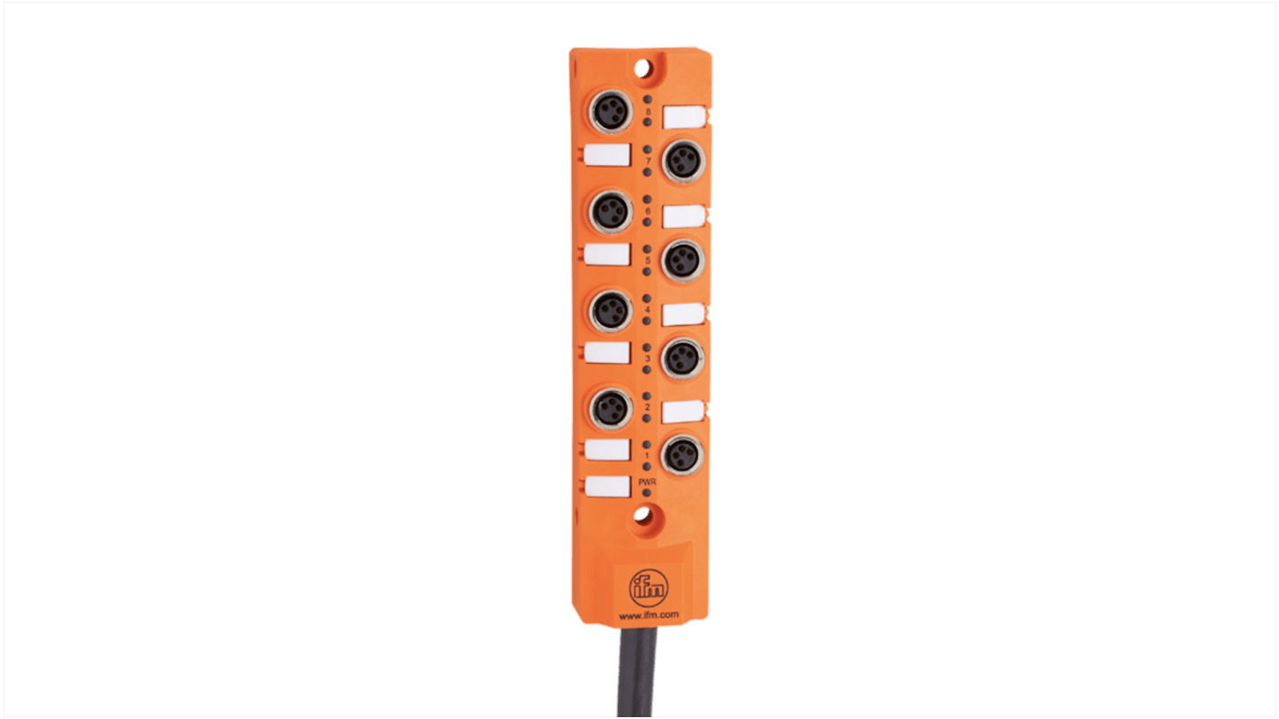 ifm electronic EBC Series Sensor Box, M8, 5m cable, 8 port