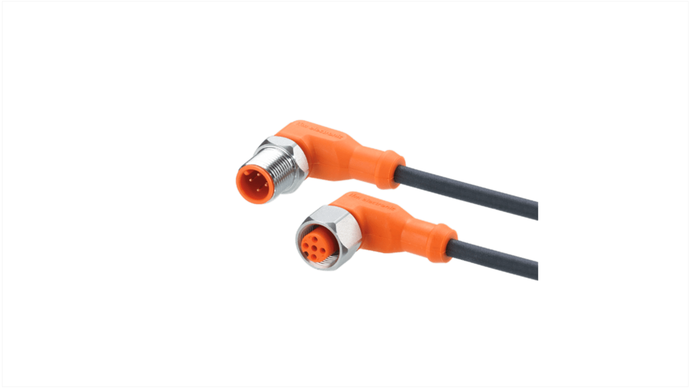 ifm electronic Right Angle Male 1 way M12 to Right Angle Female 1 way M12 Sensor Actuator Cable, 5m
