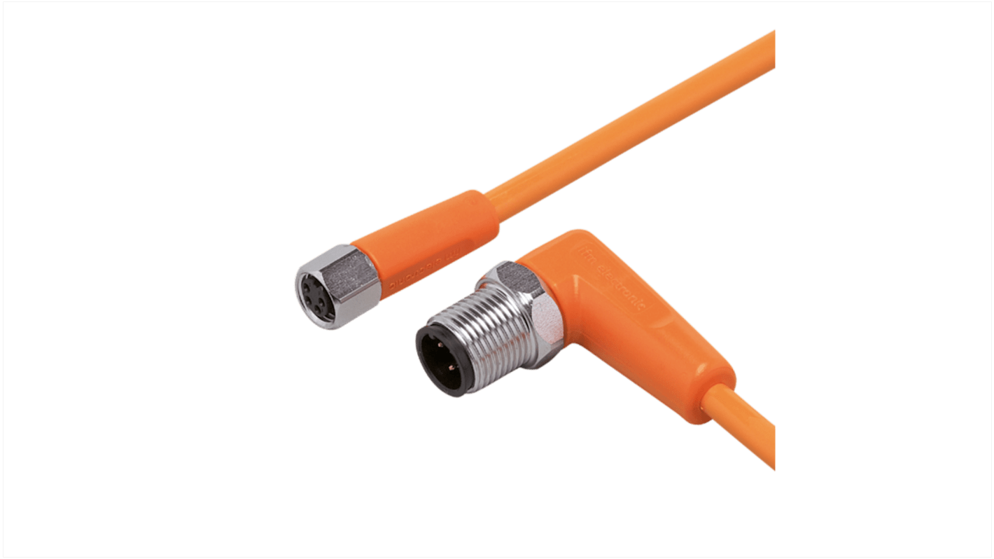 ifm electronic Right Angle Male 1 way M12 to Straight Female 1 way M8 Sensor Actuator Cable, 300mm
