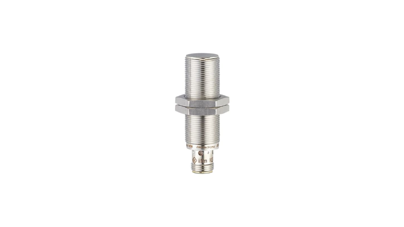 ifm electronic Inductive Rectangular Proximity Sensor, M18, 8 mm Detection, PNP NO, 10 → 30 V dc