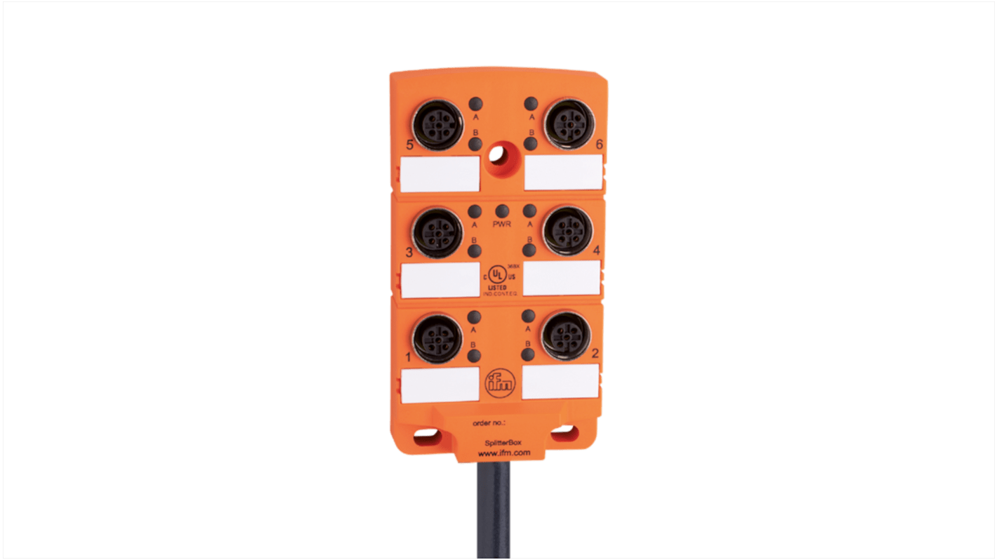 ifm electronic EBC Series Sensor Box, M12, 15m cable, 6 port