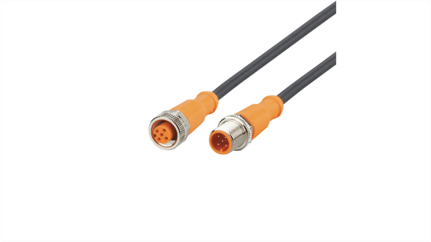 ifm electronic Straight Male 1 way M12 to Straight Female 1 way M12 Actuator/Sensor Cable, 500mm