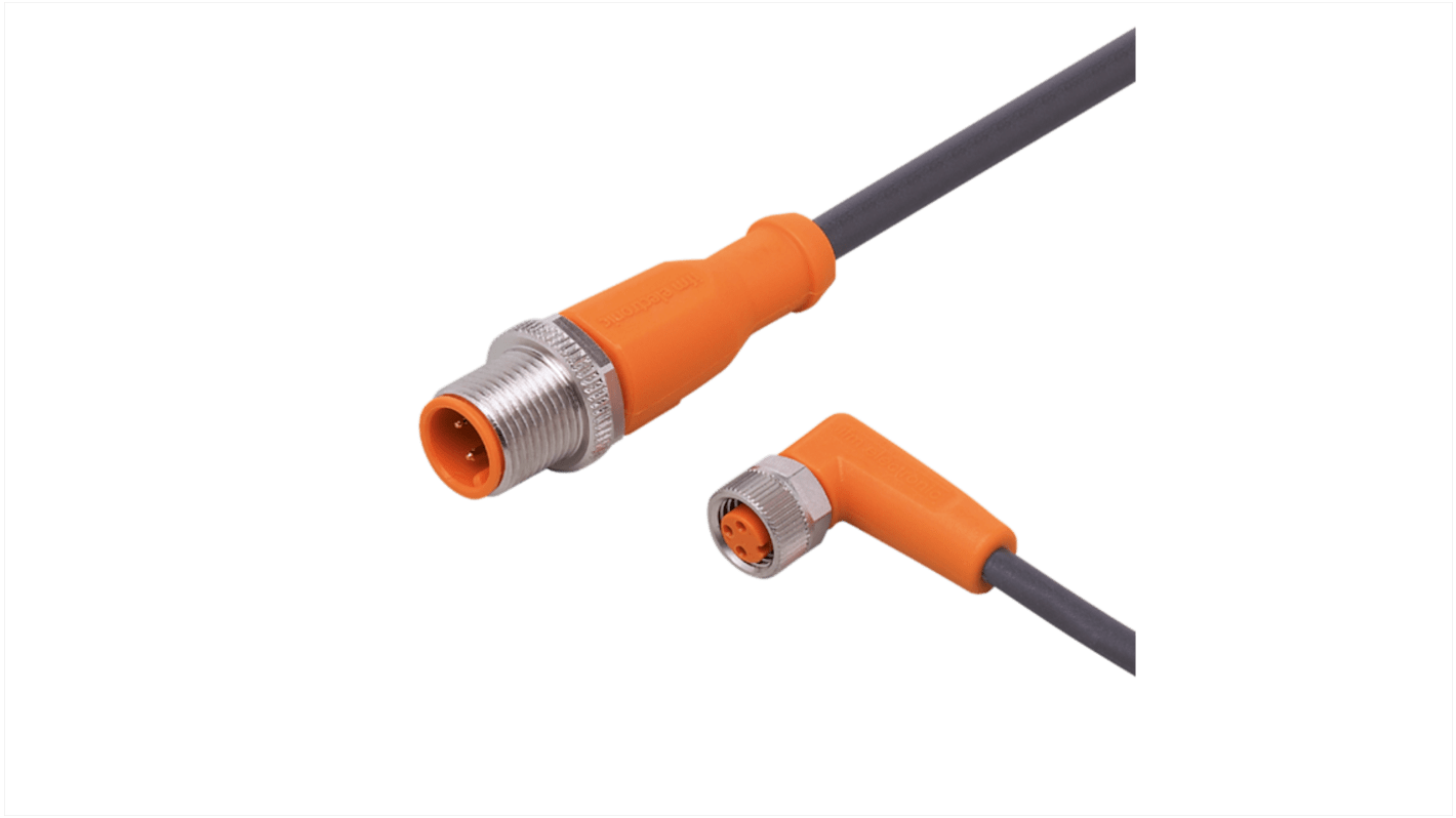 ifm electronic Straight Male 1 way M12 to Right Angle Female 1 way M8 Actuator/Sensor Cable, 600mm