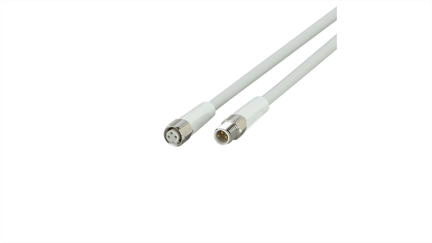 ifm electronic Straight Male 3 way M8 to Straight Female 3 way M8 Communication Cable, 10m