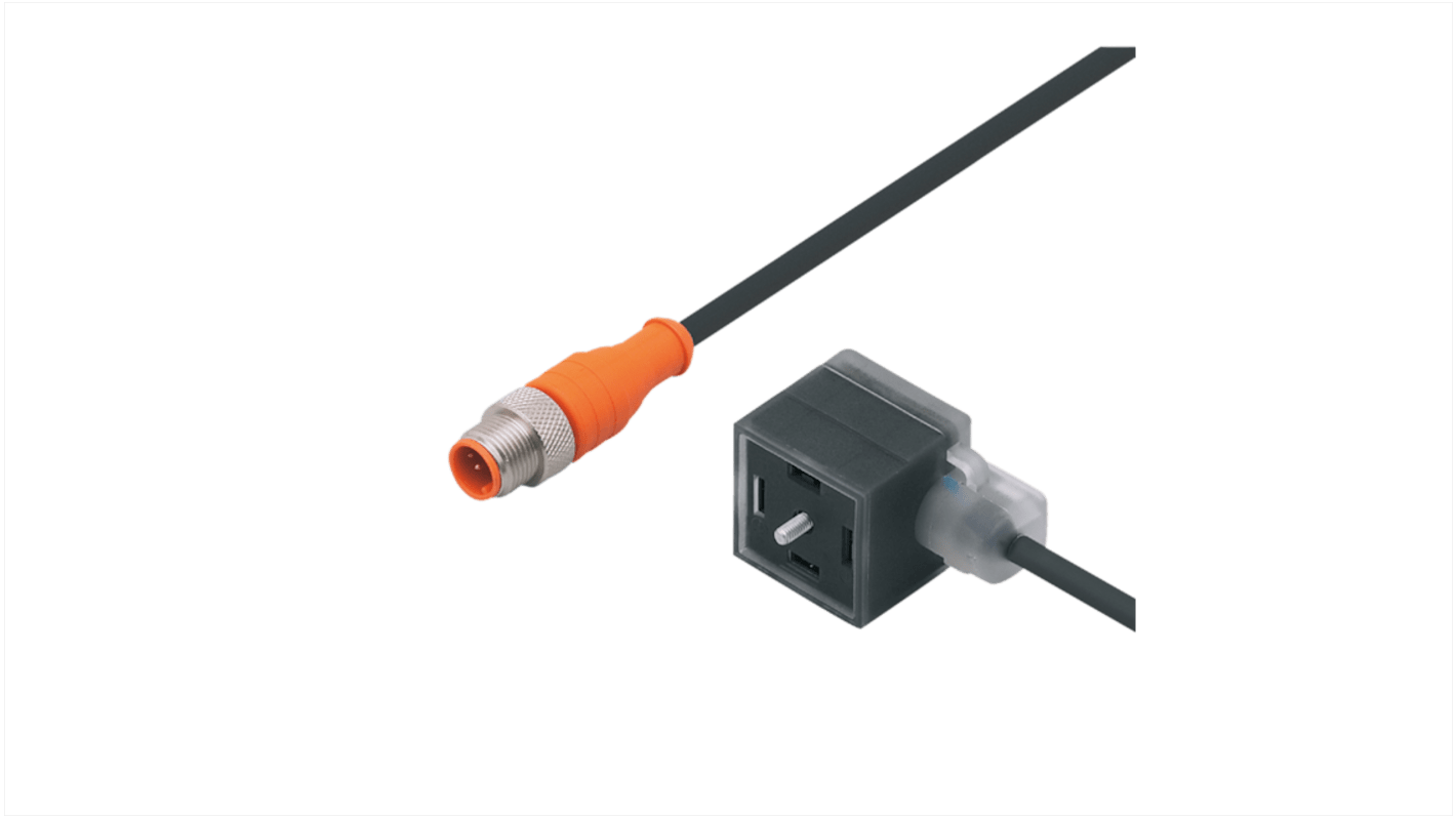 ifm electronic Straight Male 1 way M12 to Right Angle Female 1 way Valve Connector Actuator/Sensor Cable, 3m