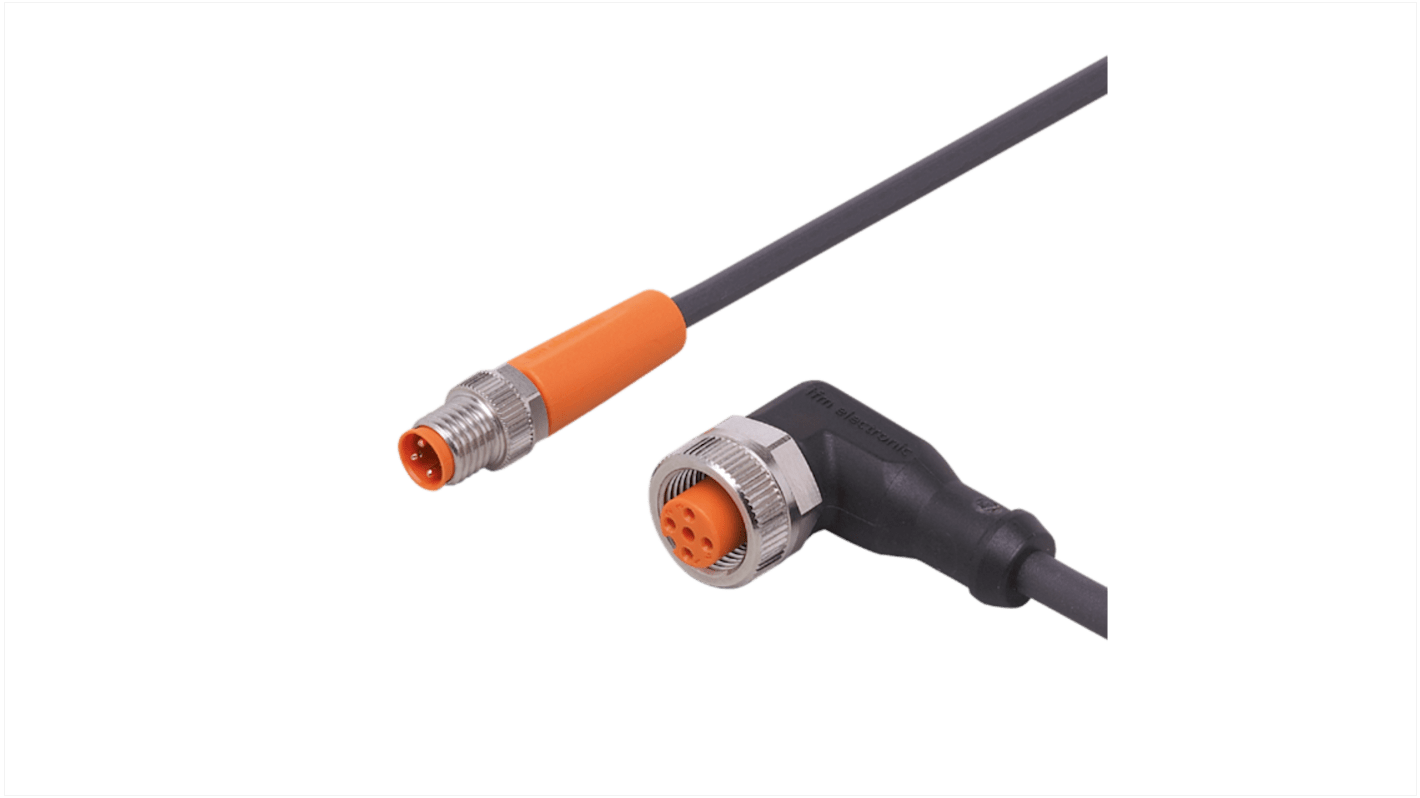 ifm electronic Straight Male 1 way M8 to Right Angle Female 1 way M12 Actuator/Sensor Cable, 600mm