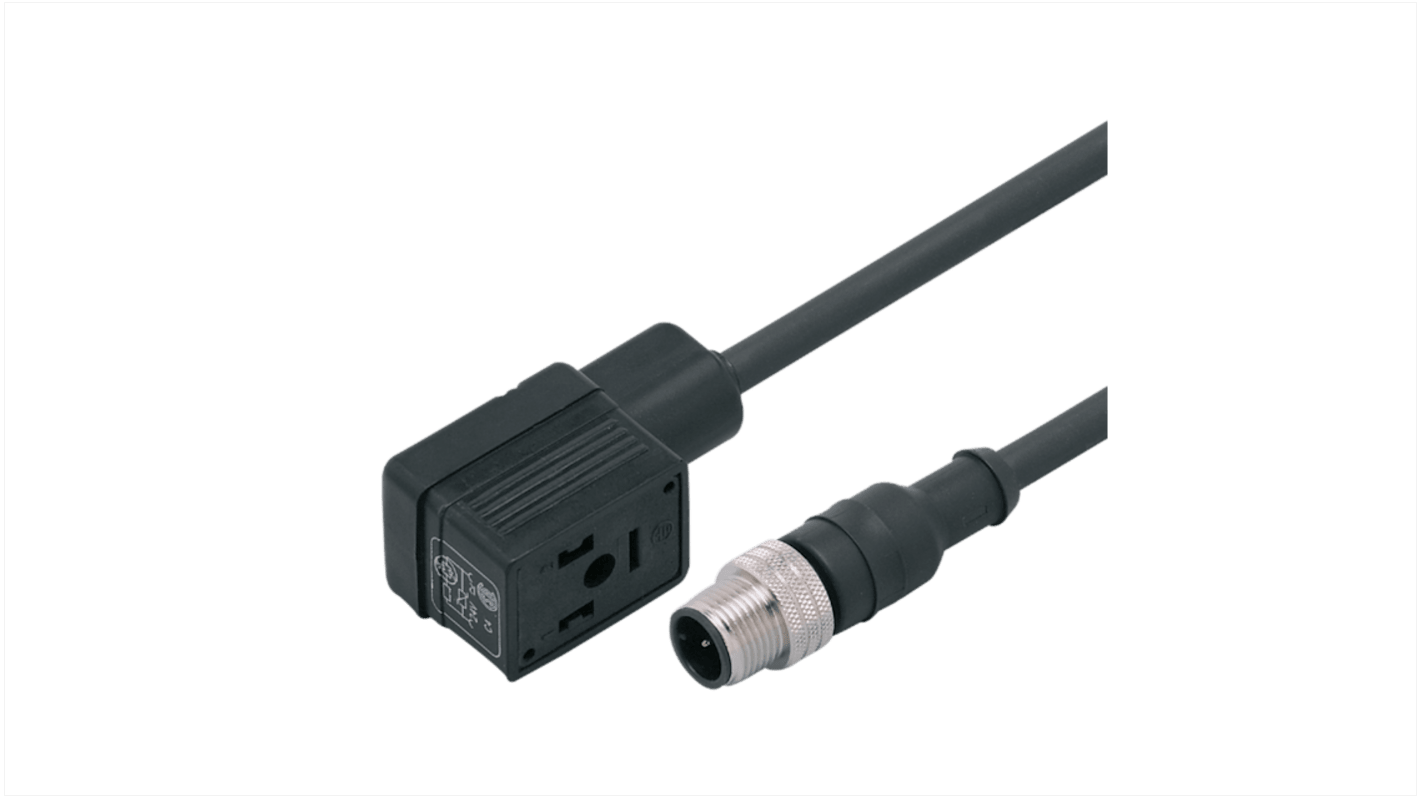 ifm electronic Straight Male 1 way M12 to Right Angle Female 1 way Valve Connector Actuator/Sensor Cable, 300mm