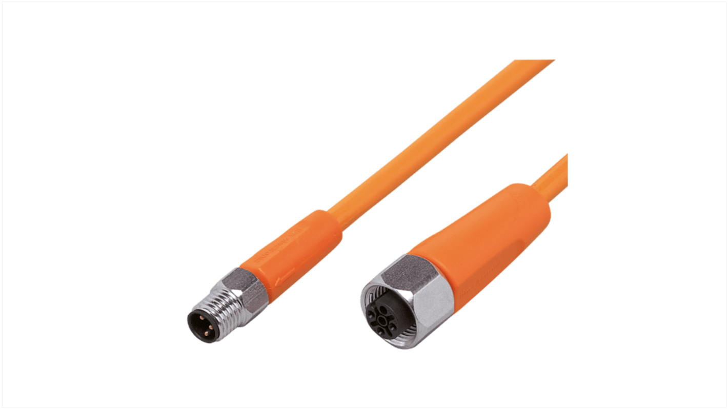 ifm electronic Straight Male 1 way M8 to Straight Female 1 way M12 Sensor Actuator Cable, 1m