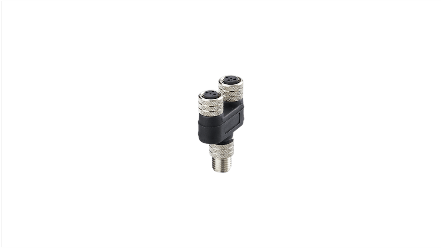 ifm electronic Side Entry, Top Entry 1 Pole M8 Plug to 2 Pole M8 Socket Adapter