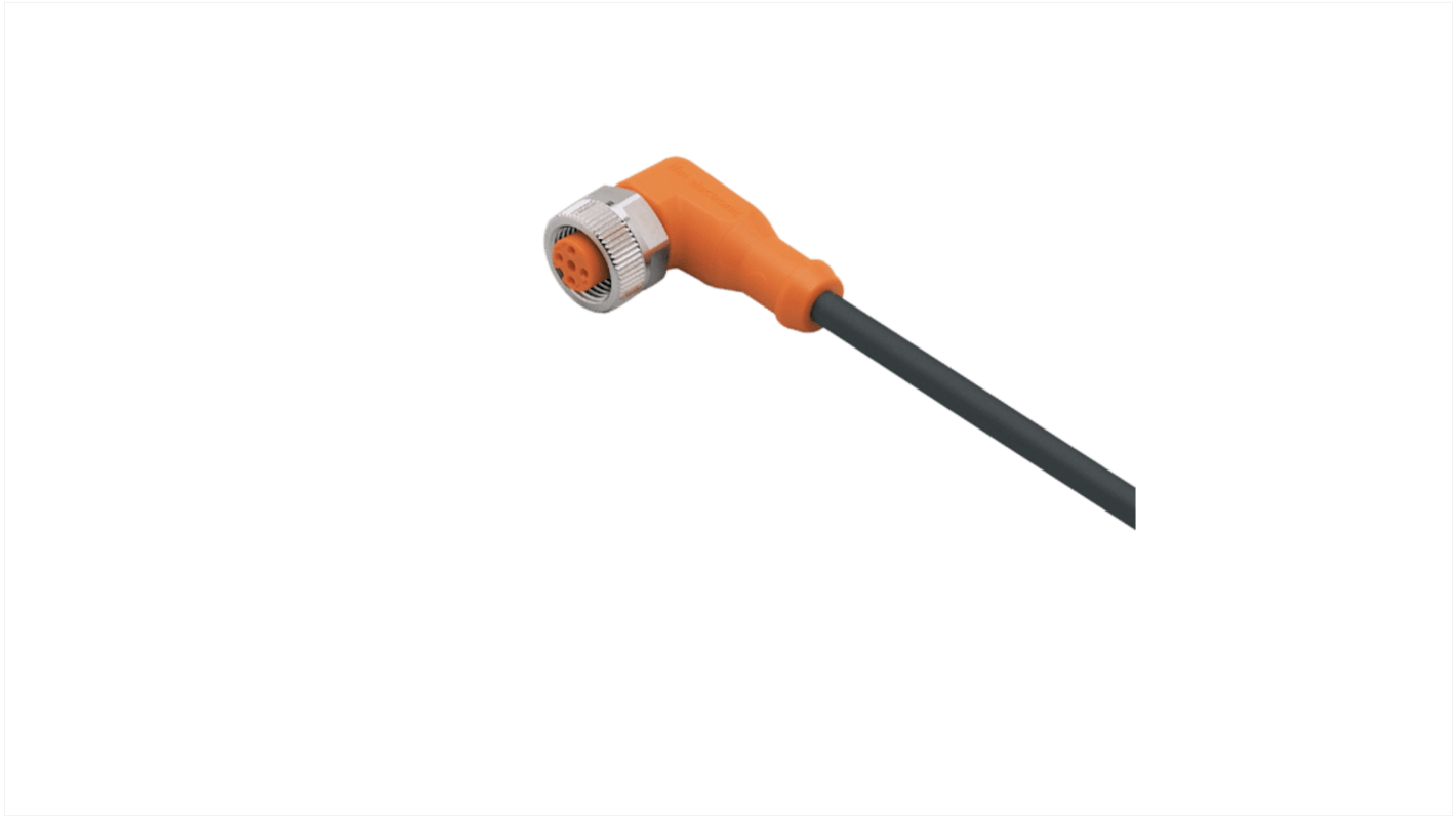 ifm electronic Right Angle Female 1 way M12 to Unterminated Actuator/Sensor Cable, 2m