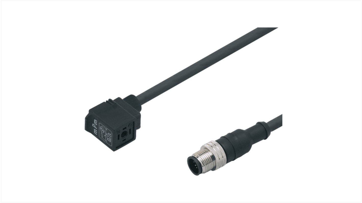 ifm electronic Straight Male 1 way M12 to Right Angle Female 1 way Valve Connector Actuator/Sensor Cable, 1m