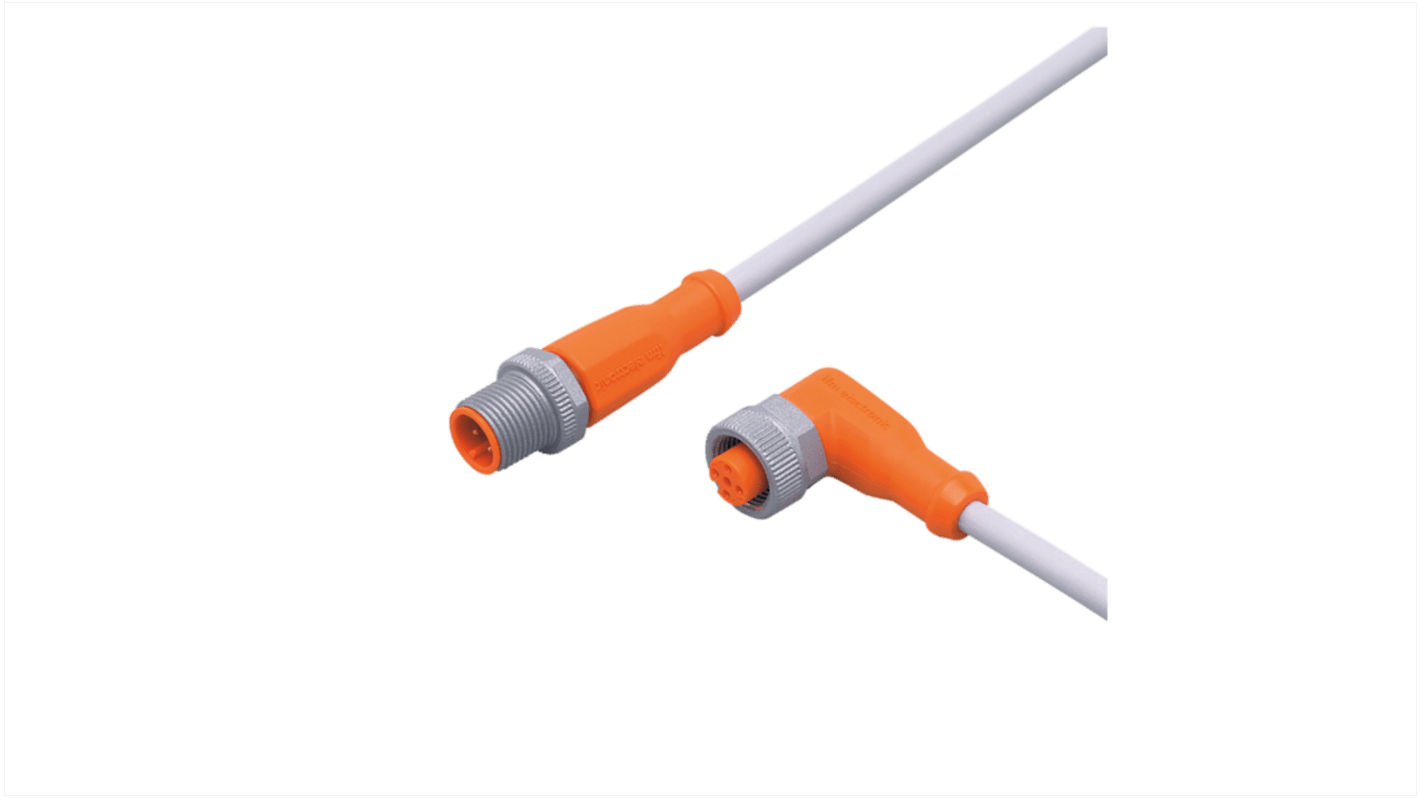 ifm electronic Straight Male 1 way M12 to Right Angle Female 1 way M12 Sensor Actuator Cable, 1.5m