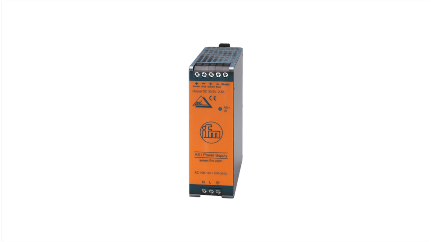 ifm electronic Switching Power Supply, AC1256, 110 / 230V ac, 3A, 85W, 1 Output, 100...120 / 200...240V ac Input Voltage