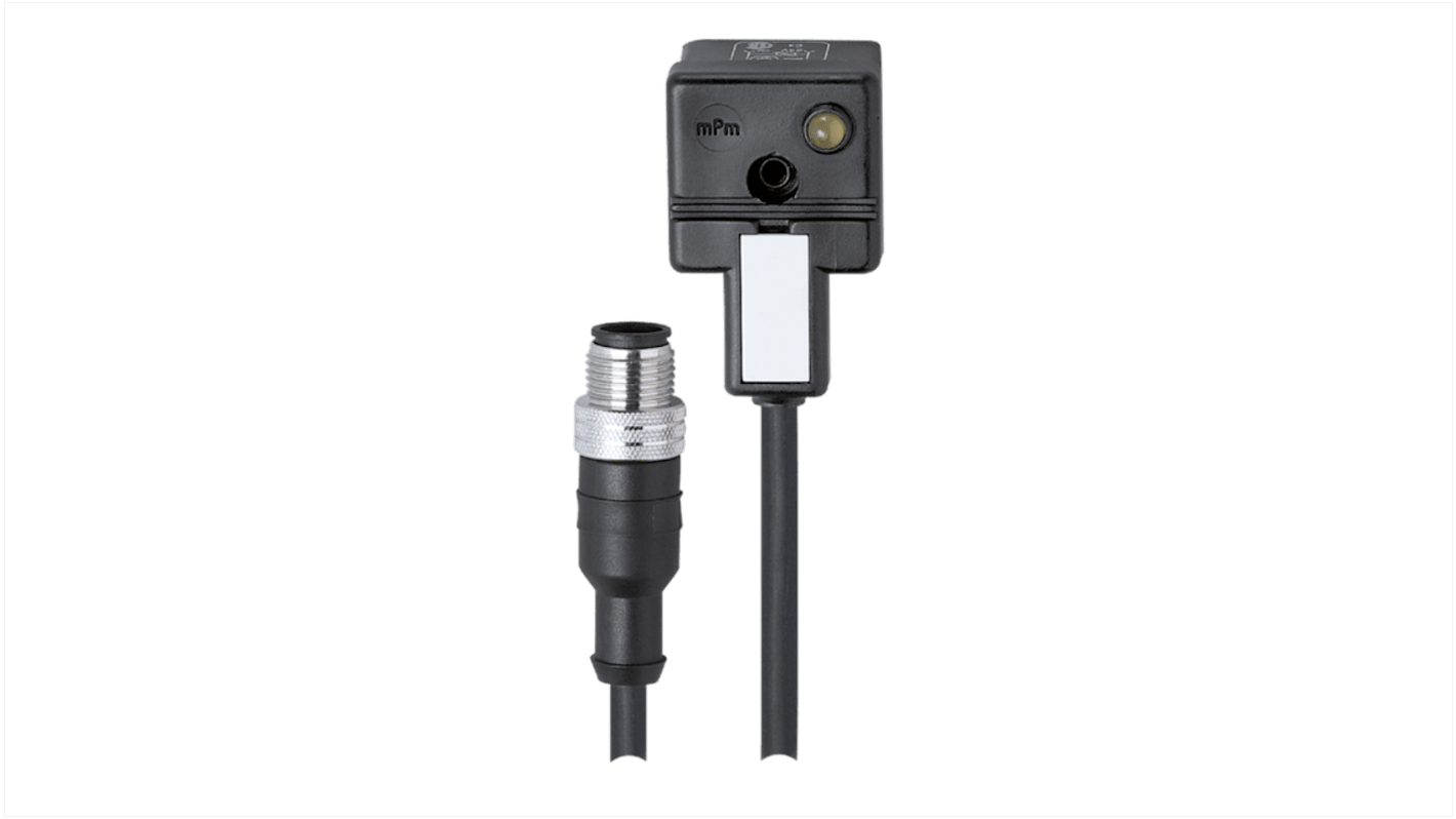 ifm electronic Straight Male 1 way M12 to Right Angle Female 1 way Valve Connector Sensor Actuator Cable, 1.5m