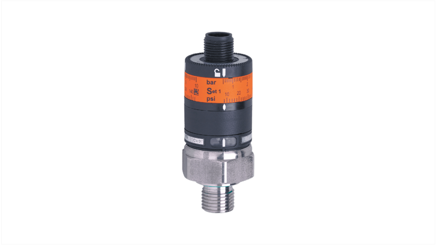 ifm electronic PK Series Pressure Sensor, 0psi Min, 363psi Max, Digital Output, Relative Reading