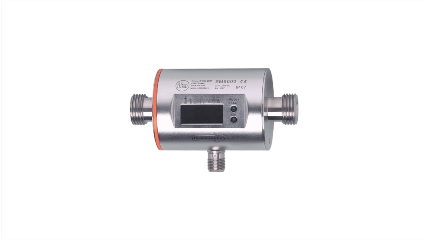 ifm electronic SM Series Magnetic Inductive Flow Meter Flow Sensor for Liquid, 0.1 l/min Min, 25 L/min Max