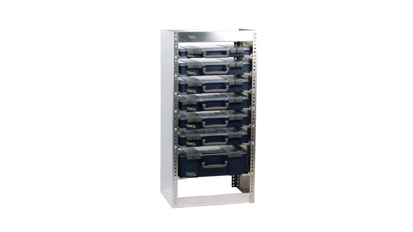 Raaco Aluminium 7 Shelf Aluminium Shelving System, 992mm x 486mm, 380mm, 80kg Load