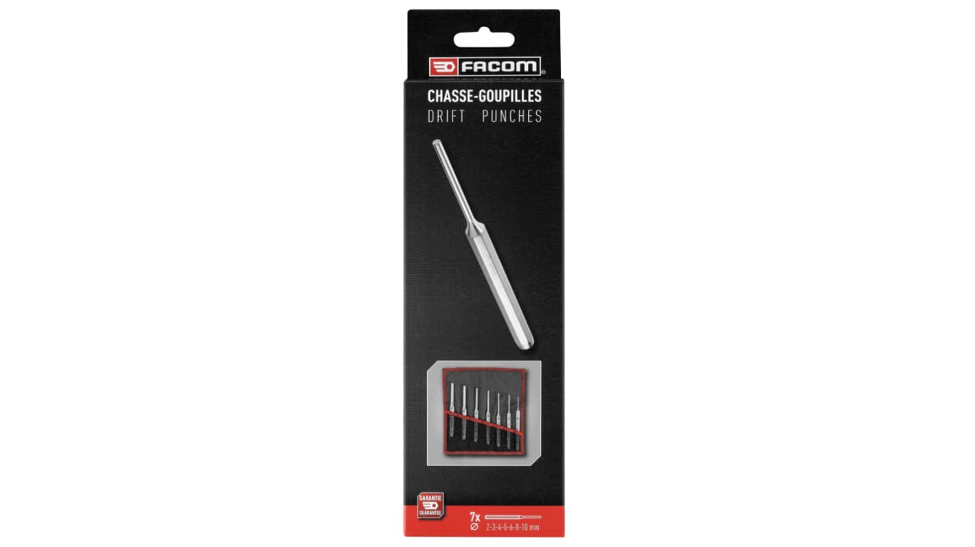 Set punzoni Facom, tipo Cacciaspina, Ø gambo 2 → 10 mm, 7 pezzi