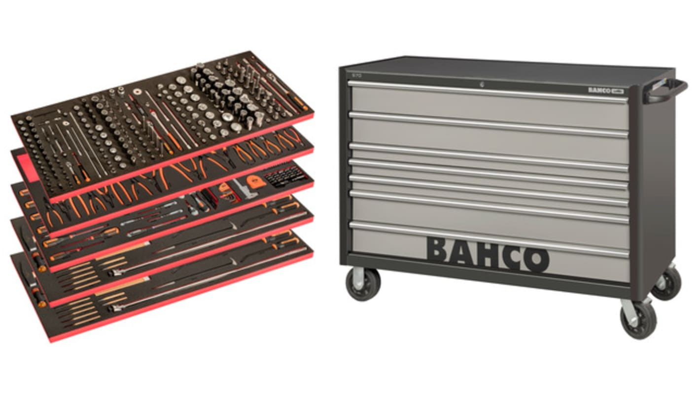 Bahco 7 Shelf Trolley, 986 x 501 x 1430mm, 45kg Load