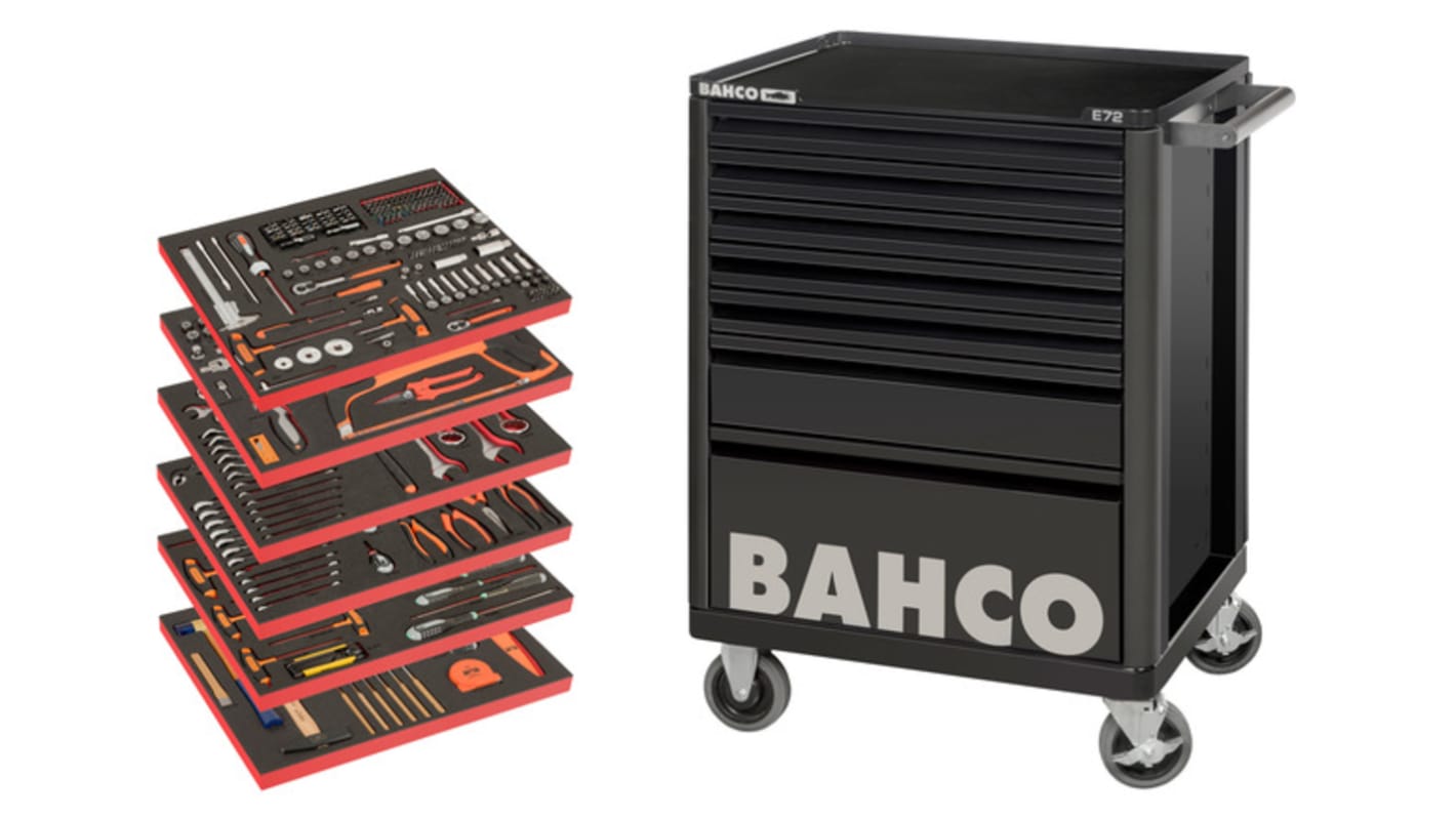 Carro de servicio Bahco con 7 niveles, dim. de plataforma 952 x 510 x 782mm, carga 30kg