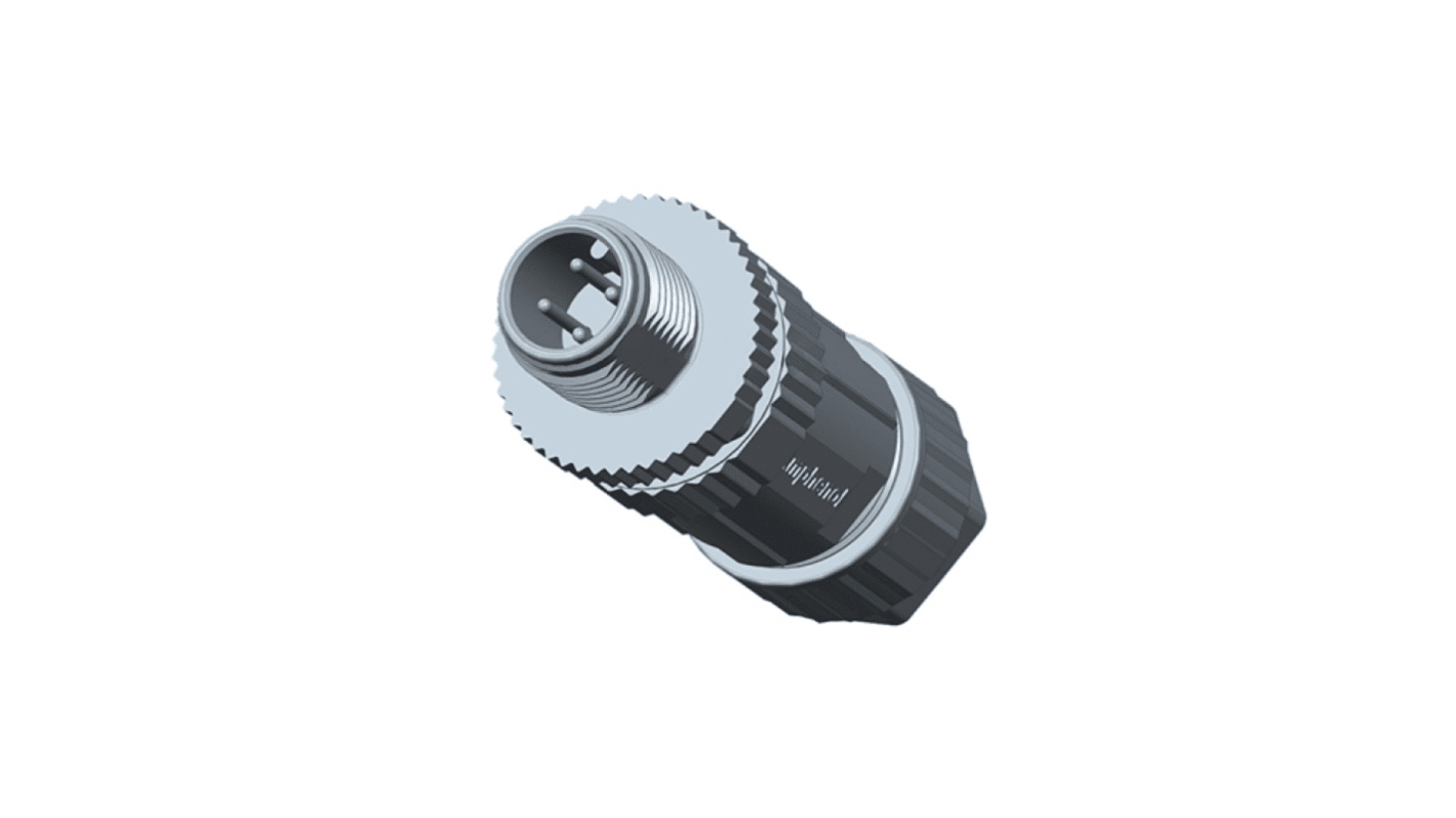 Amphenol Industrial Industrial Circular Connectors, 4 Contacts, Threaded Mount, M12 Connector, Plug, Male, IP67, M