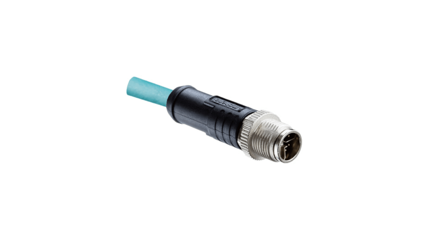 Amphenol Industrial Industrial Circular Connectors, 8 Contacts, Threaded Mount, M12 Connector, Plug, Male, IP67, M